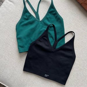 SETactive sculptflex ribbed V bra/tank - set of 2